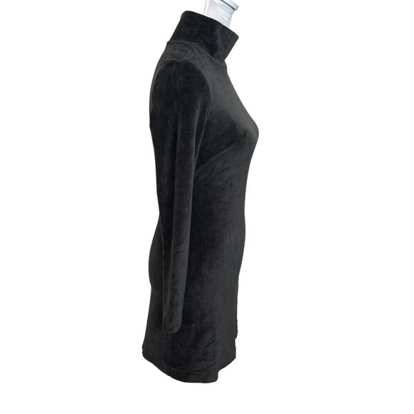 Everlane The Velour Mini Dress Black Mock Neck Long Sleeves Womens Size XS New - Picture 6 of 12